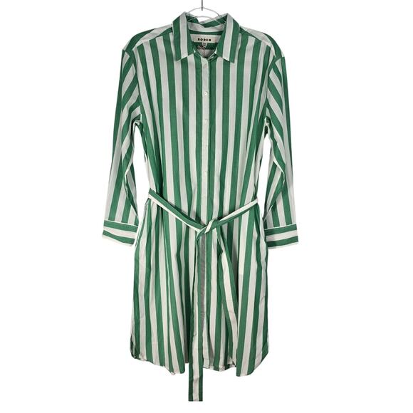 Boden Cotton Midi Shirt Dress Relaxed Fit Long Sleeve Button Front Waist Tie 10 - Picture 1 of 8